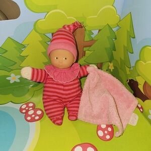 COROLLE 6" MINI DOLL WITH PINK SECURITY BLANKET LOVEY RATTLE 2008 TOY BABY‎